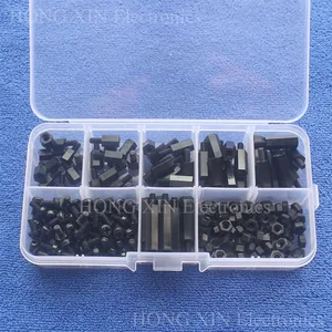 Нейлоновая стойка M3 черная Шестигранная M-F проставоквинтовгаек в ассортименте, пластиковый винт 200 шт.компл.