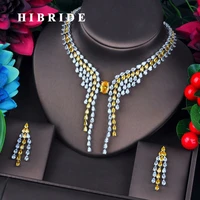 hibride brilliant water drop shape cubic zircon bridal jewelry sets for women wedding accessories fashion jewelry gifts n 724
