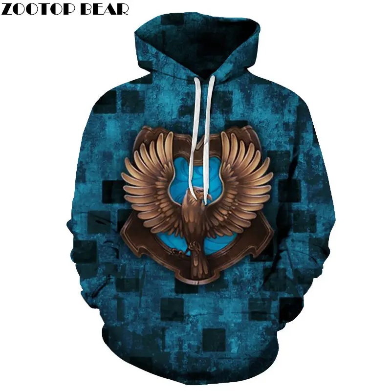 AFKH3185 Фиолетовый бренд Ravenclaw с 3D принтом; Повседневная Толстовка с капюшоном; мужской спортивный костюм; пуловер с капюшоном; уличная одежда; пальто унисекс; Прямая поставка; ZOOTOPBEAR - Цвет: AFKH3185
