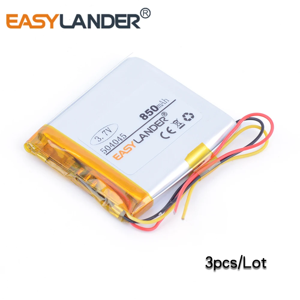504045 3 7 V 850mAh перезаряжаемый литий-полимерный аккумулятор для GPS DVR MP5 Bluetooth цифровой