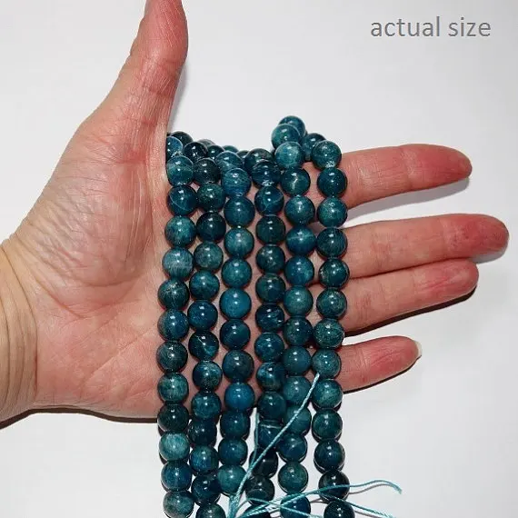 

Genuine Blue Apatite Beads - Round 10 mm Gemstone Beads - Full Strand 15 1/2", 38 beads, A+ Quality