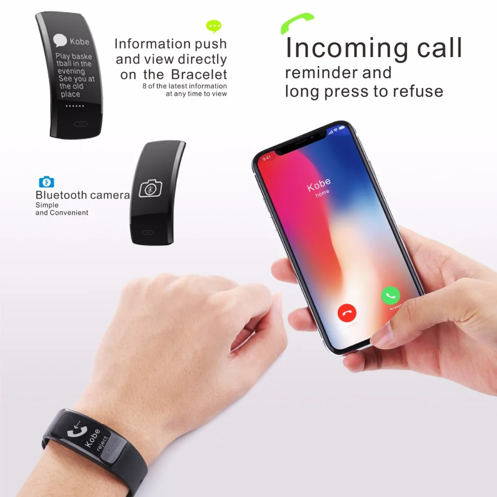 Tonbux QS90 смарт браслет для IOS Android монитор сердечного ритма крови Давление Фитнес