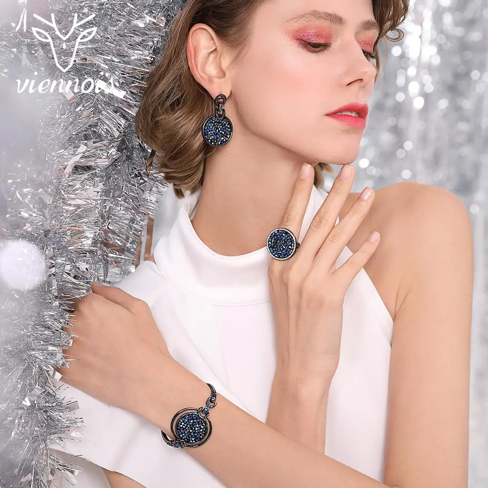 Viennois трендовые цветные круглые кольца с кристаллами для женщин роскошные стразы