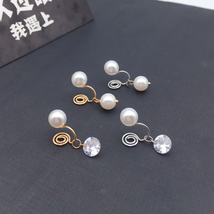 

Элегантные циркониевый зажим, серьги, Имитация жемчужной сережки, серьги, безболезненные серьги для женщин, не пирсинг