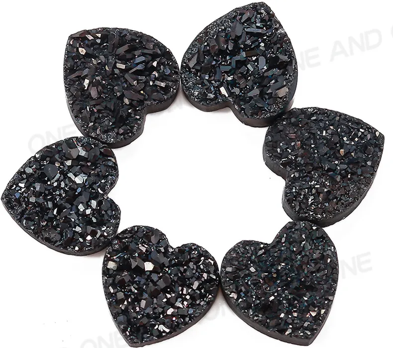 A07 Black Любовь Сердце Форма красивый цвет Druzy камень Горячая Свободные натуральный друзовидный камень Бусины - Цвет: A07 Black