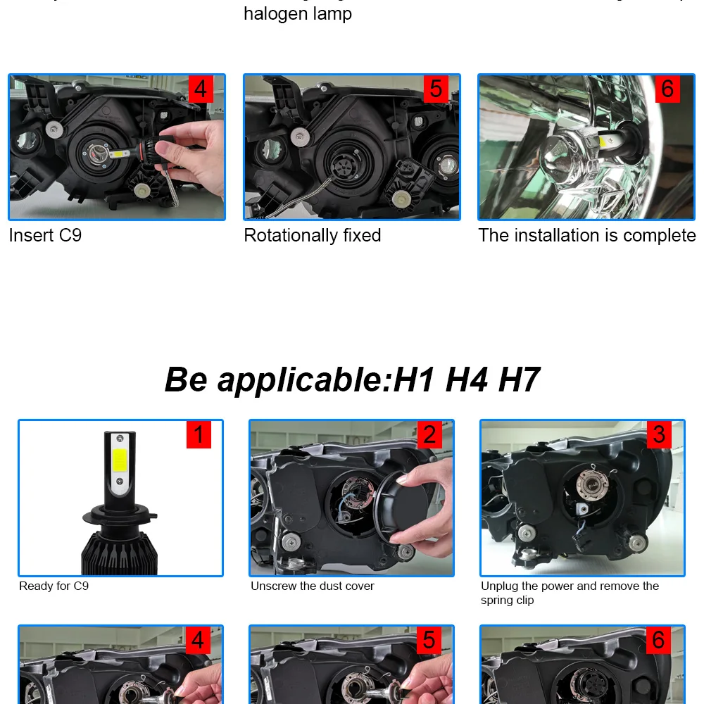 2х автомобильный головной светильник C6 светодиодный H4 H7 H11 9005 9006 головной светильник 12 в автомобильный светильник аксессуары для автомобиля Стайлинг ходовая противотуманная фара 6000K