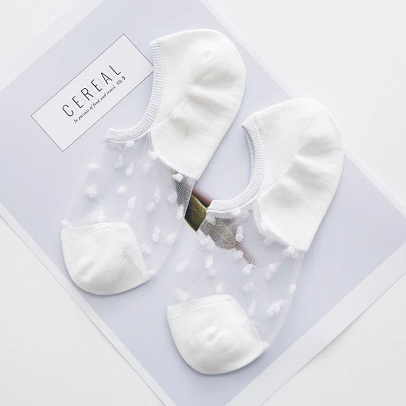 white 1 пара, прозрачные шелковые хлопковые кружевные сетчатая лодка носки, женские короткие летние носки, женские тонкие низкие прозрачные нейлоновые носки - Цвет: white