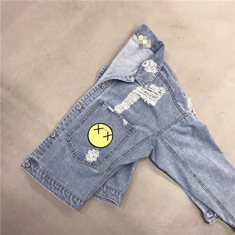 Новое джинсовое пальто для женщин 2019 BF стиль Harajuku Свободные куртки рваные