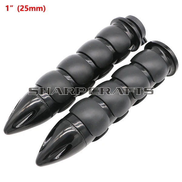 D Black 25mm " 25 мм и 7/8" 22 мм заготовка резиновая пламя Спайк рукоятки для Harley Honda Kawasaki Suzuki Yamaha велосипеды крейсер Чоппер на заказ - Цвет: D Black 25mm