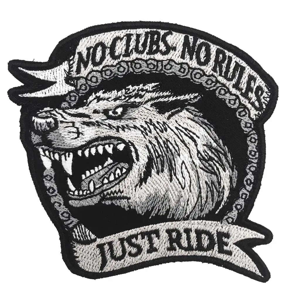 

NO CLUB NO RULES Patch Embroidered Applique Sewing Label punk biker Patches Clothes Stickers Apparel Accessories Badge