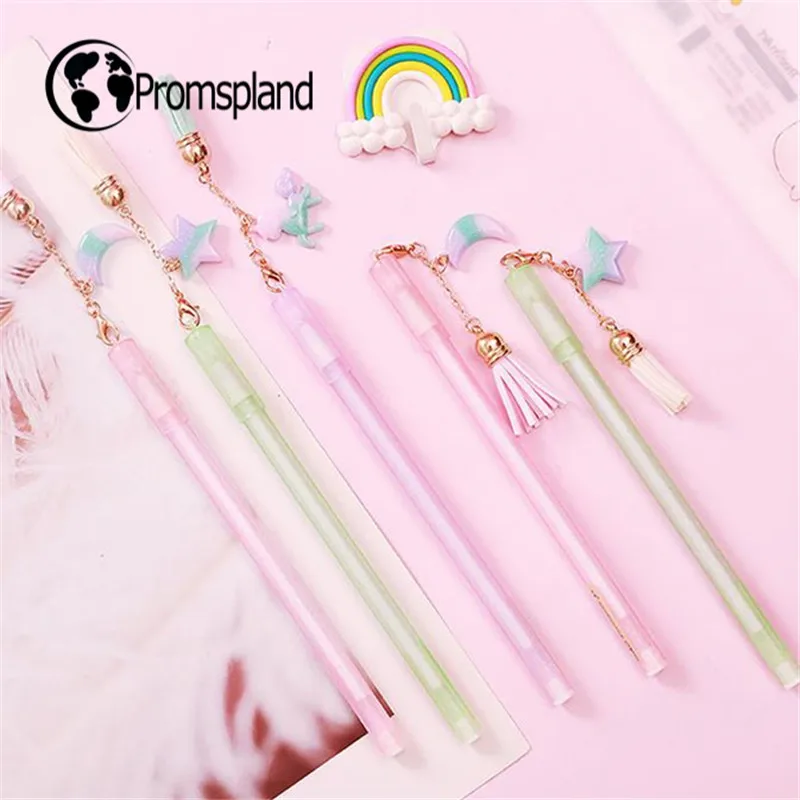 3 стиля лошадь Луна Звезда Ручка гель с кисточкой зеленый фиолетовый розовый