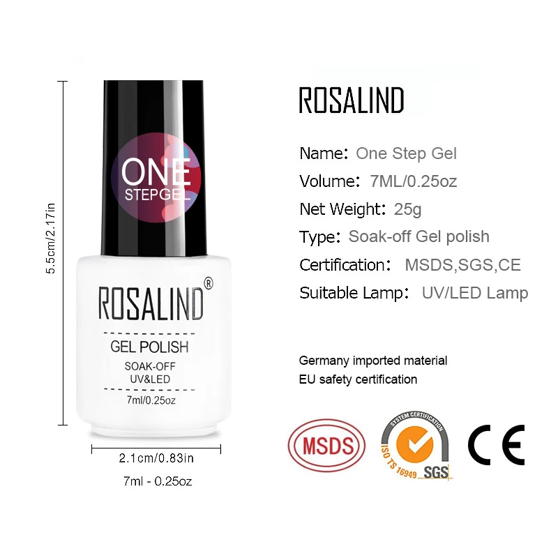 ROSALIND 3 in 1 One Step Poly Nail Gel Needed UV Lamp Polish Art Manicure Varnish Soak Off Vernis Semi Permanent | Красота и здоровье
