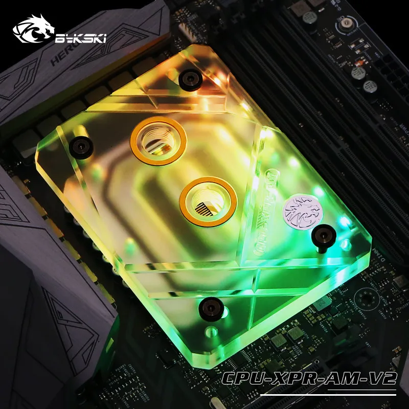 Bykski CPU водоблок RGB/D-RGB AURA SYNC Скраб крышка+ медное дно для AMD Ryzen AM4 AM3 CPU-XPR-AM-V2