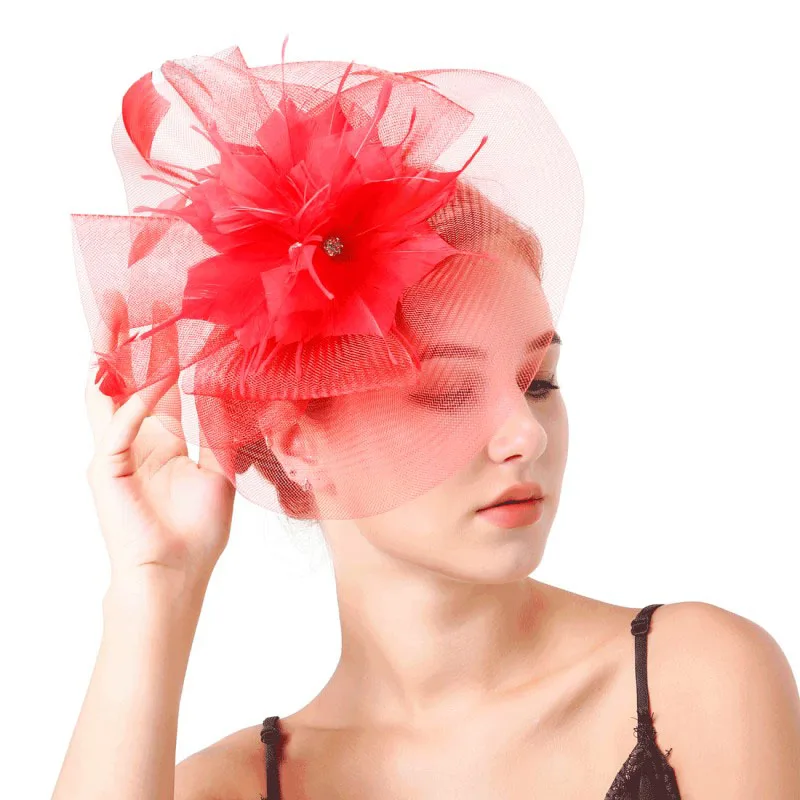 

Fancy Feather Flower Fascinators Headband Accessory Elegant Womens Headwear Hair Clips For Church Tea Party Married Headdress