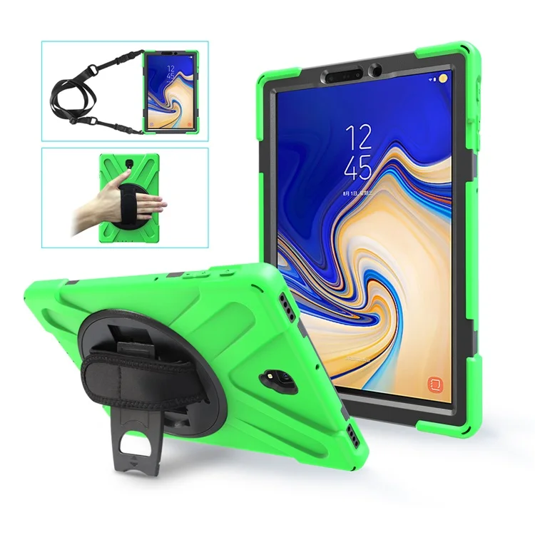Противоударный детский чехол для samsung Galaxy Tab S4 T830 T835 T837 10,5 дюймов Защитная крышка подставка силиконовая резина Чехол - Цвет: Green Strap