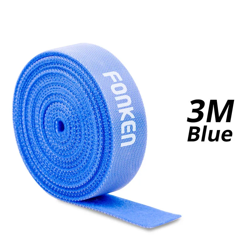 Blue 3m Velcro FONKEN Кабельный органайзер провода моталки мышь Галстуки клип протектор наушники управление провода AUX HDMI шнур для iPhone Xiaomi USB кабель - Цвет: Blue 3m Velcro