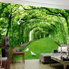 Настенные обои 3D на заказ, современная настенная бумага с зеленым лесом, деревом, лужайкой, тканью для гостиной, фоном для телевизора, настенное украшение для дома