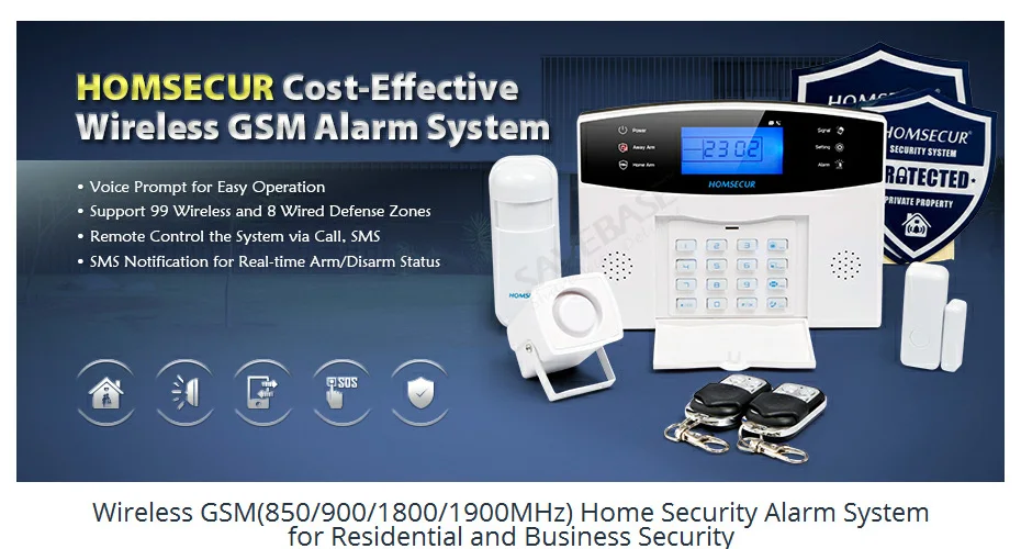 Homsecur беспроводный и проводной 433 МГц GSM 850/900/1800/1900 домашняя система охранной сигнализации LA01 PIR двери Сенсор дистанционного Управление в комплекте