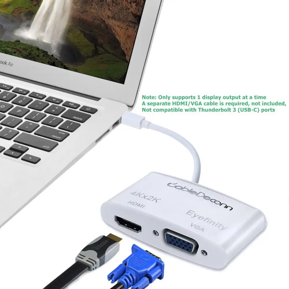 Кабель-адаптер Thunderbolt 3 mini DisplayPort to HDMI VGA для компьютера MAC Macbook Pro Air Apple |