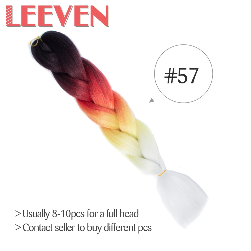 Leeven, 24 дюйма, огромные косички, волосы, синтетические, Омбре, косички, наращивание волос, 1 шт., крючком, косички, волосы, выразительное волокно, голубой, розовый - Цвет: Зеленый