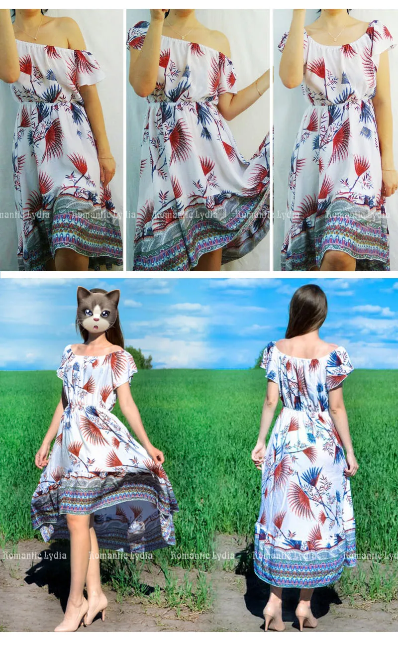 Boho wrap платья женское летнее короткое платье в богемном стиле на одно плечо платье повседневное свободное пляжное платье миди с цветочным принтом