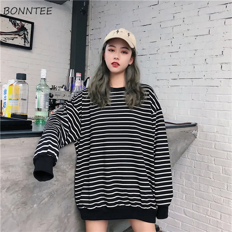 Свитшот женский в полоску стиле ретро|Женские толстовки и свитшоты| |