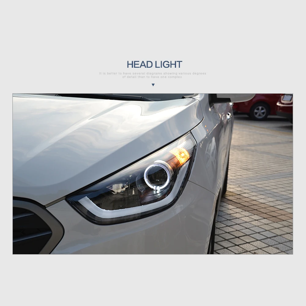 Для HYUNDAI IX35 TUCSON 2010 2012 201 Головной фонарь светодиодный DRL фара в сборе