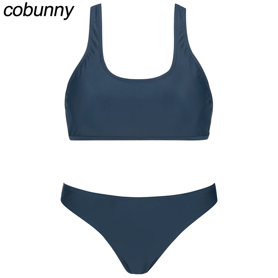 Cobunny бандо комплект бикини 2018 для женщин купальники малышек Твердые Мягкий Топ