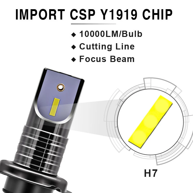 2 шт. светодио дный H7 светодиодные фарылампы для авто 10000LM/лампы CSP чип мини H11 HB3 HB4