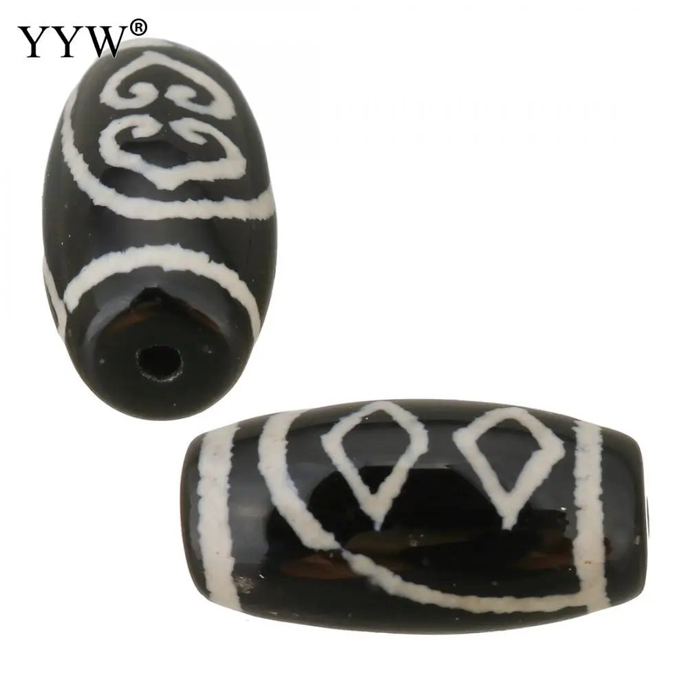 

Natural Tibetan Dzi Beads Lucky Different Styles Black Heart Printed Hole:Approx 1.5mm Loose Bead 10x20x10mm