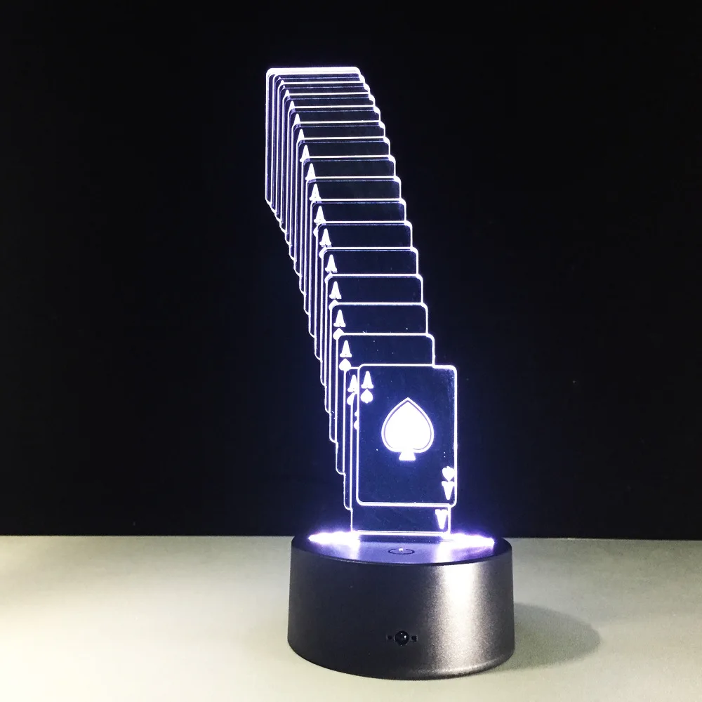 Складной покер 3D лампы 7 цветов изменить стол светильник USB светодиодный Батарея