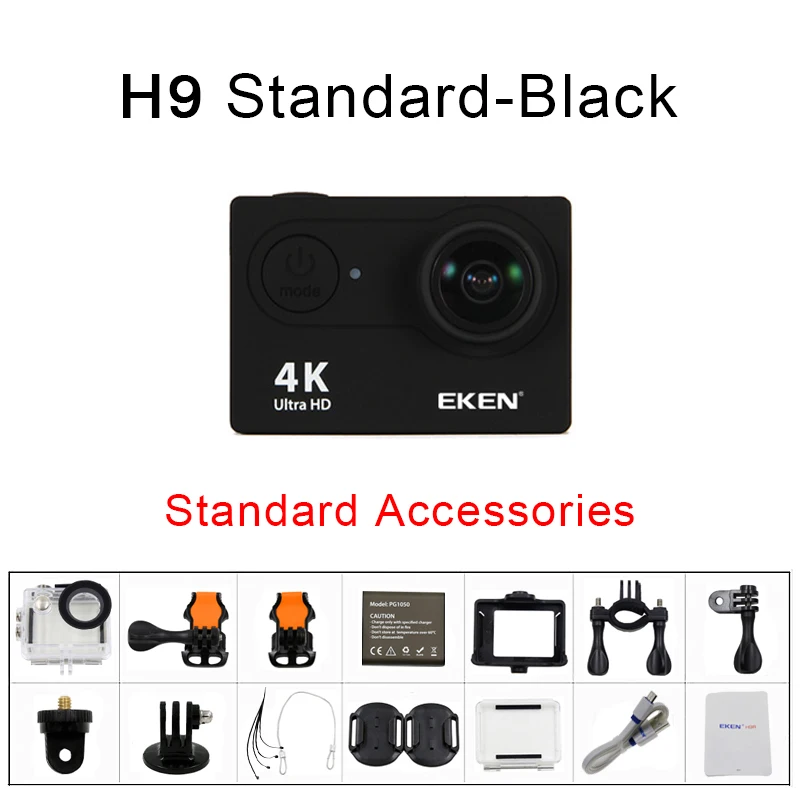 H9 Black Оригинальная Экшн-камера eken H9 H9R 4 K/30FPS 1080 p/60fps 20MP Ultra HD Mini Helmet Cam WiFi водонепроницаемая Спортивная камера - Цвет: H9 Black