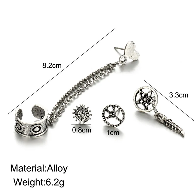 4 шт. набор сережек в стиле панк с подвеской виде солнечных листьев стильные