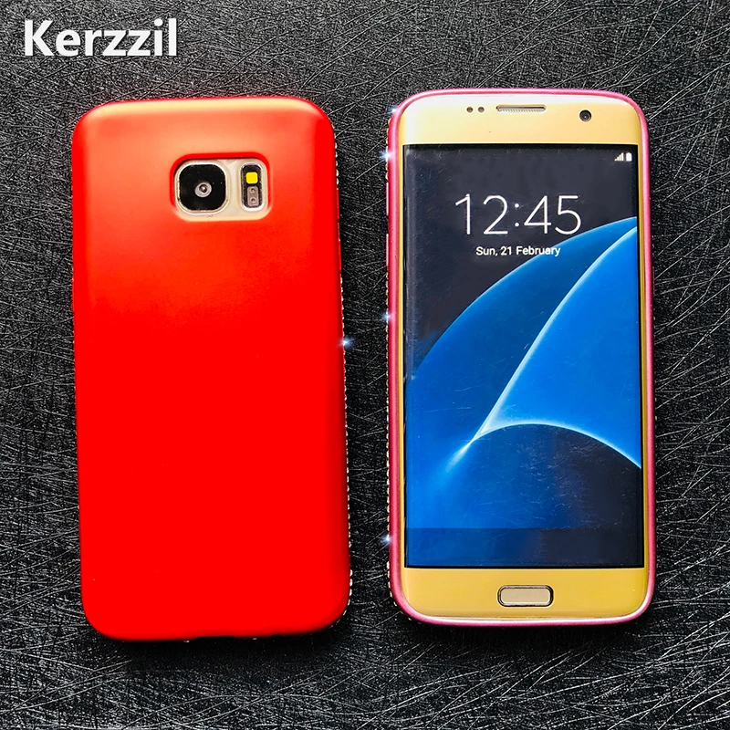 Роскошный силиконовый чехол Kerzzil со стразами для Samsung S8 S7 S9 блестящие мягкие