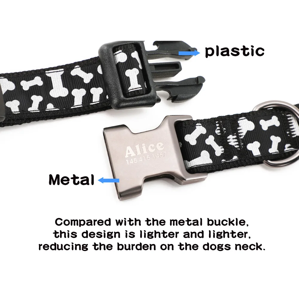 Pet dog collar personalized custom brand small Pug medium French Bulldog large luminous supplies |