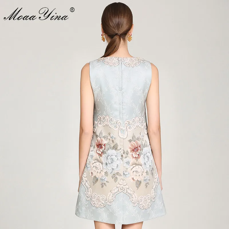 MoaaYina летнее модное короткое платье женское без рукавов винтажное цветочный