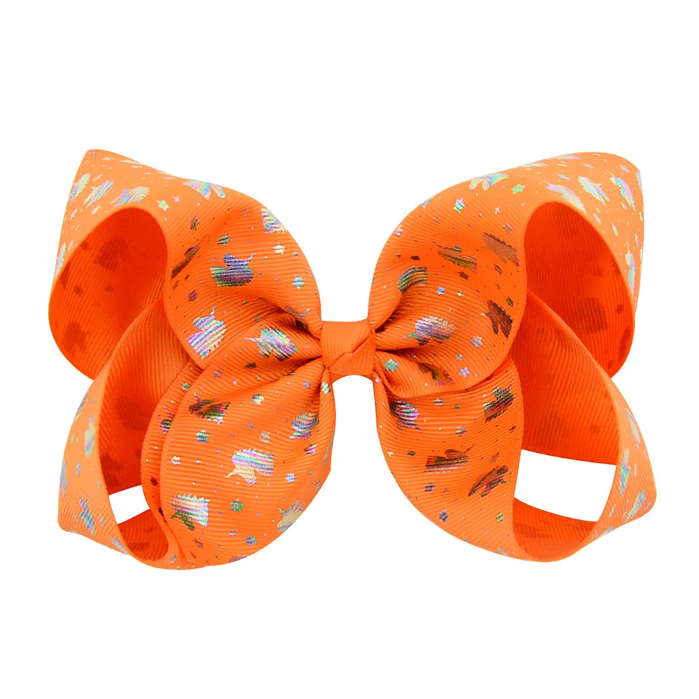 6&quot Large Hair Bows For Teens Girl Women 12 Bulk Handmade Unicorn Print Grosgrain Ribbon Jojo Bowknot Accessories Barrettes | Детская