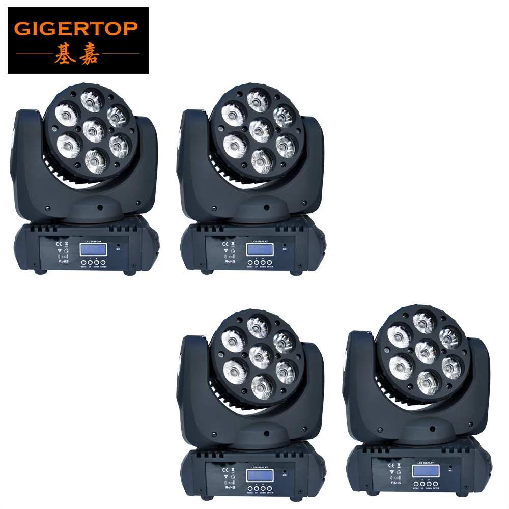 

TP-L641 4pcs/lot 7x12W RGBW 4IN1 Cree LED Moving Head Light Beam Moving Head Light 15 DMX Channels Led Stage Light Led Projector