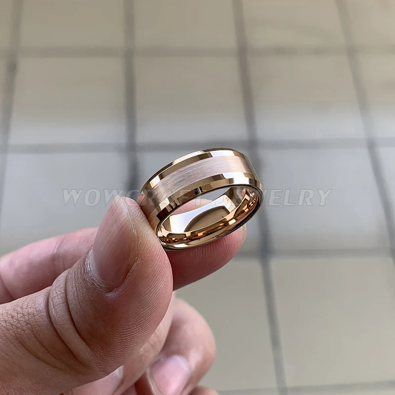 Обручальные кольца из твердого вольфрама для женщин и мужчин 6 мм 8 розовое золото