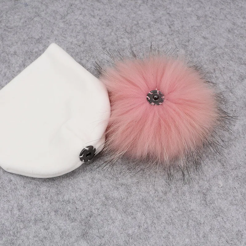 GZHILOVINGL Real Fur Pom Pom Baby Girls Boys Hat Warm Winter Knitted Velvet Hat Toddler Kids Soft Thick Flannel Beanies Pompoms