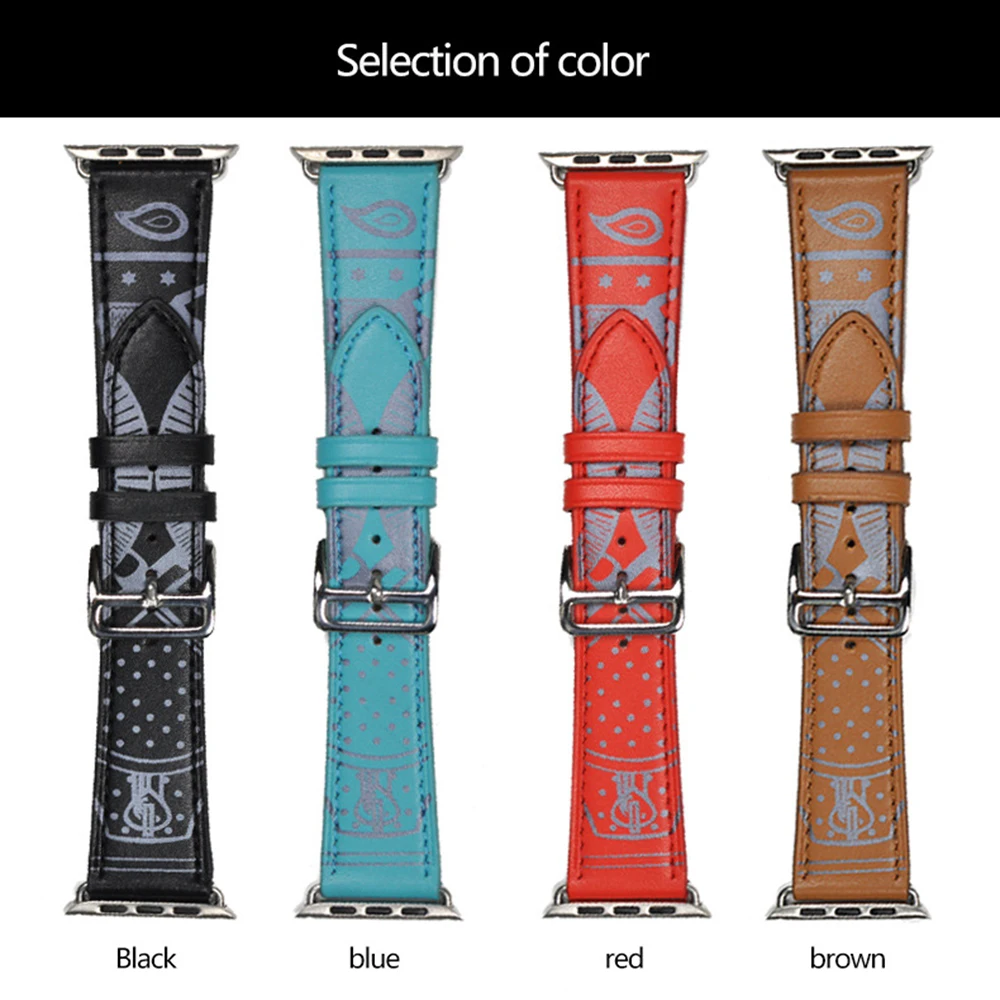 LEONIDAS Single Tour Eperon d'Or band для apple watch series 3 2 1 ремешок с принтом iwatch belt Noir Gala кожаный