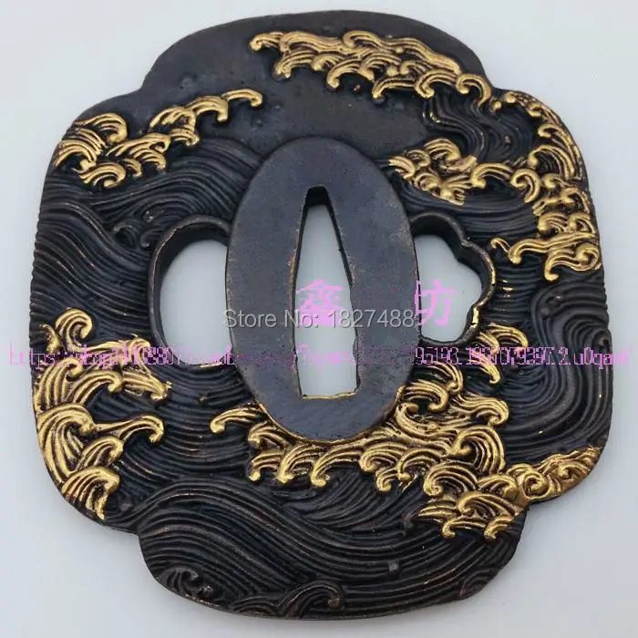 Высокая quallty японский катана Медь Tsuba Wakizashi Меч Интимные аксессуары w/морской Дизайн