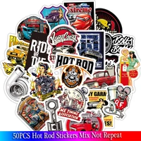 50pcs new cool hot rod stickers sets for motorcycle snowboard luggage car fridge car watterbottle sticker pack