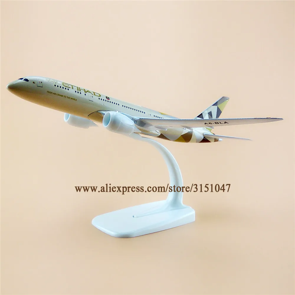Сплав металла Air ETIHAD Airlines B787 модель самолета ETIHAD Boeing 787 Airways модель самолета Стенд самолета подарки 20 см