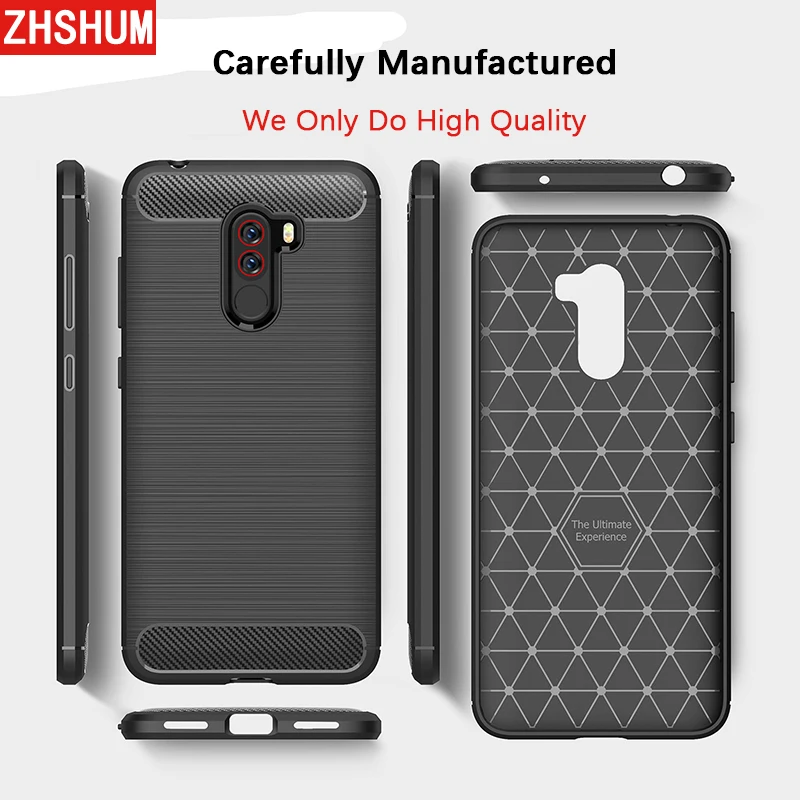 Чехол из углеродного волокна с узором для Xiaomi Pocophone F1 Poco мягкий силиконовый