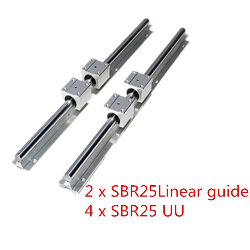 

2Set SBR25 300 400 500 600 800 1000 1200 1300 1500mm Fully Supported Linear Rail Slide Shaft Rod With 4Pcs SBR25UU Bearing Block