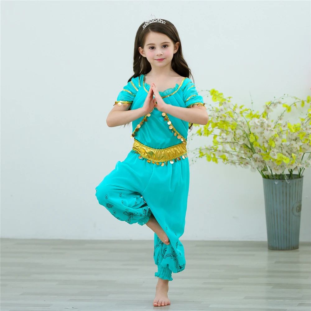 Halloween Party Kids Princess Jasmine Cosplay Costume Arabian Girl Hair Holiday Toddler Christmas Dress Up | Детская одежда и