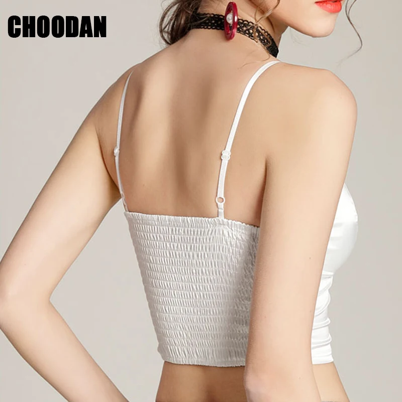 Кроп Топ женский атласный без рукавов с глубоким V образным вырезом|top camisole|deep v neck