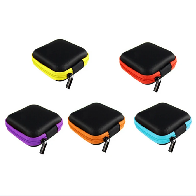 Мини ZipperHard HeadphoneCasePU кожаный чехол для наушников защитный usb-кабель портативные