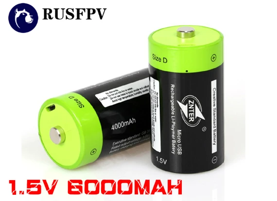 2 шт. ZNTER 1 5 V 6000MAH USB аккумуляторная батарея D размер литий полимерная